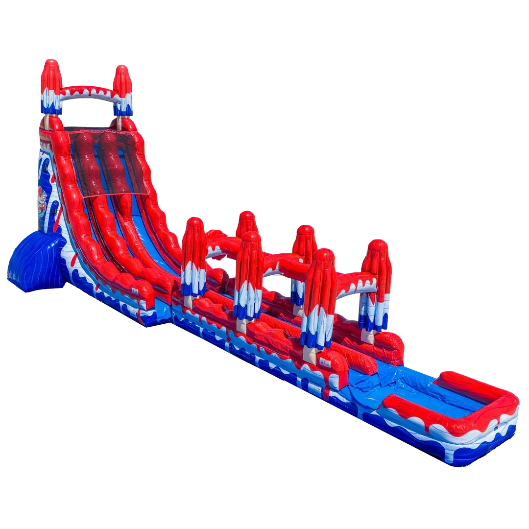27' Dual Lane Red, White, & Cool with Slip N Slide (63' long)