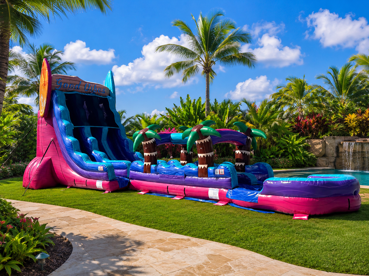 22' Dual Lane with Slip N Slide & Pool